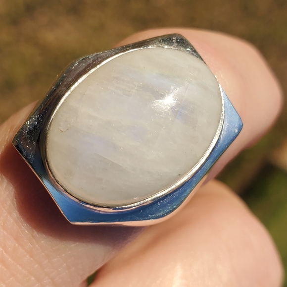New Men's Rainbow Moonstone 925 Silver Ring. - Picture 12 of 16